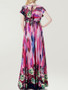 Casual Delightful V-Neck Plus Size Maxi Dress In Floral Polka Dot Printed