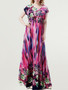 Casual Delightful V-Neck Plus Size Maxi Dress In Floral Polka Dot Printed