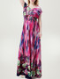Casual Delightful V-Neck Plus Size Maxi Dress In Floral Polka Dot Printed