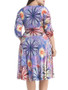 Casual Ruched Deep V-Neck Floral Printed Plus Size Flared Dress