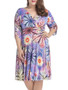 Casual Ruched Deep V-Neck Floral Printed Plus Size Flared Dress