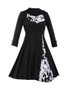 Casual Vintage Floral Printed Plus Size Flared Dress