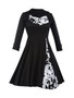Casual Vintage Floral Printed Plus Size Flared Dress