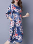 Casual Round Neck Floral Printed Fabulous Plus Size Shift Dress