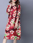 Casual Round Neck Floral Printed Fabulous Plus Size Shift Dress