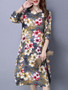 Casual Round Neck Floral Printed Fabulous Plus Size Shift Dress