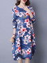 Casual Round Neck Floral Printed Fabulous Plus Size Shift Dress