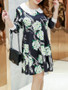Casual Doll Collar Floral Printed Plus Size Flared Dress