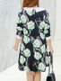 Casual Doll Collar Floral Printed Plus Size Flared Dress