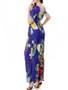 Casual Deep V-Neck Floral Printed Plus Size Maxi Dress