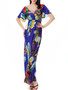 Casual Deep V-Neck Floral Printed Plus Size Maxi Dress
