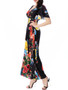 Casual Deep V-Neck Floral Printed Plus Size Maxi Dress