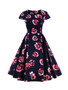 Casual Graceful Sweet Heart Floral Printed Plus Size Flared Dress