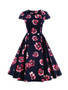 Casual Graceful Sweet Heart Floral Printed Plus Size Flared Dress
