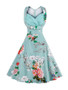 Casual Chic Floral Printed Sweet Heart Plus Size Flared Dress