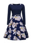 Casual Floral Printed Chic Plus Size Flared Dress