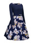 Casual Floral Printed Chic Plus Size Flared Dress