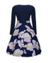 Casual Floral Printed Chic Plus Size Flared Dress