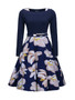 Casual Floral Printed Chic Plus Size Flared Dress
