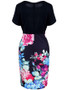 Casual Round Neck Floral Printed Short Sleeve Bodycon Dress