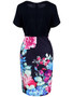 Casual Round Neck Floral Printed Short Sleeve Bodycon Dress