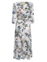 Charming Deep V-Neck Floral Printed Swing Maxi Dress