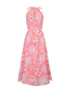 Casual Band Collar Chiffon Maxi Dress In Floral Printed