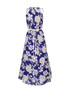 Casual Band Collar Chiffon Maxi Dress In Floral Printed