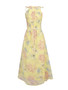 Casual Band Collar Chiffon Maxi Dress In Floral Printed