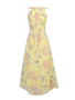 Casual Band Collar Chiffon Maxi Dress In Floral Printed