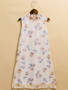 Casual Sleeveless Band Collar Floral Printed Chiffon Shift Dress