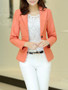 Casual Feminine Notch Lapel Single Button Plain Blazer