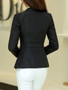 Casual Feminine Notch Lapel Single Button Plain Blazer