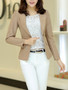 Casual Feminine Notch Lapel Single Button Plain Blazer