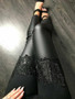 New Black Patchwork Lace Bodycon Latex Vinly Patent Rubber Casual Long Pant