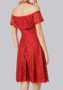 Red Ruffle Draped Bodycon Off Shoulder Backless Elegant Party Midi Dress