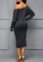 Dark Grey Cut Out Dolman Sleeve Off Shoulder Plus Size Bodycon Midi Dress