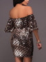 Black Off Shoulder Sequin Detail Bodycon Mini Dress