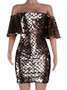 Black Off Shoulder Sequin Detail Bodycon Mini Dress