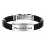 Personalized Couple Bracelet Engraved Name ID Stainless Steel Custom Bracelet Bangles Black White Silicone Wristband Jewelry Men