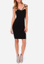 Casual Black Plain Cut Out Spaghetti Strap Off Shoulder Zipper Bodycon Mini Dress