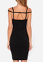 Casual Black Plain Cut Out Spaghetti Strap Off Shoulder Zipper Bodycon Mini Dress