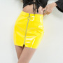 Casual Women's Fashion Leather Bodycon Skirt Round Ring Zipper PU Mini Skirt Dresses