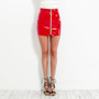 Casual Women's Fashion Leather Bodycon Skirt Round Ring Zipper PU Mini Skirt Dresses