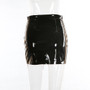 Casual Women's Fashion Leather Bodycon Skirt Round Ring Zipper PU Mini Skirt Dresses