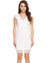 Casual White Cap Sleeve Lace V Neck Bodycon Dress