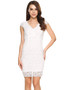 Casual White Cap Sleeve Lace V Neck Bodycon Dress