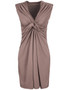 Casual Deep V-Neck Solid Ruched Sleeveless Bodycon Dress