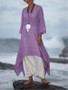 Solid Color Split-side Stand Collar Maxi Dress