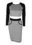 Grey Plain 2-in-1 Round Neck Streetwear Polyester Midi Dress